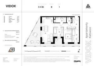 4 pokoje, mieszkanie 62,10 m², piętro 1, oferta nr B.M.08, VIDOK Apartamenty, Katowice, Śródmieście, ul. Kozielska