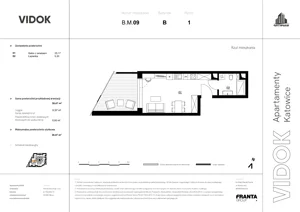 1 pokój, mieszkanie 89,33 m², piętro 1, oferta nr B.M.09, VIDOK Apartamenty, Katowice, Śródmieście, ul. Kozielska