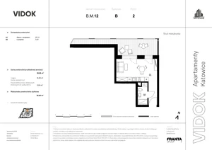 1 pokój, mieszkanie 45,98 m², piętro 2, oferta nr B.M.12, VIDOK Apartamenty, Katowice, Śródmieście, ul. Kozielska