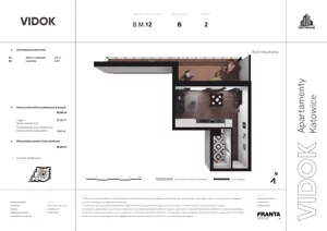 1 pokój, mieszkanie 45,98 m², piętro 2, oferta nr B.M.12, VIDOK Apartamenty, Katowice, Śródmieście, ul. Kozielska