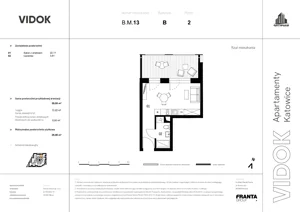 1 pokój, mieszkanie 34,12 m², piętro 2, oferta nr B.M.13, VIDOK Apartamenty, Katowice, Śródmieście, ul. Kozielska