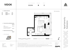 2 pokoje, mieszkanie 25,43 m², piętro 2, oferta nr B.M.14, VIDOK Apartamenty, Katowice, Śródmieście, ul. Kozielska