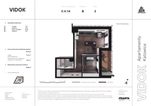 2 pokoje, mieszkanie 25,43 m², piętro 2, oferta nr B.M.14, VIDOK Apartamenty, Katowice, Śródmieście, ul. Kozielska