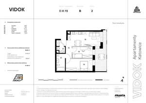 3 pokoje, mieszkanie 48,22 m², piętro 2, oferta nr B.M.15, VIDOK Apartamenty, Katowice, Śródmieście, ul. Kozielska