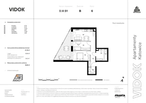 3 pokoje, mieszkanie 56,67 m², piętro 6, oferta nr B.M.51, VIDOK Apartamenty, Katowice, Śródmieście, ul. Kozielska
