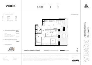 3 pokoje, mieszkanie 61,46 m², piętro 6, oferta nr B.M.55, VIDOK Apartamenty, Katowice, Śródmieście, ul. Kozielska