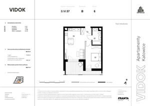 2 pokoje, mieszkanie 62,10 m², piętro 6, oferta nr B.M.57, VIDOK Apartamenty, Katowice, Śródmieście, ul. Kozielska