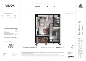 2 pokoje, mieszkanie 62,10 m², piętro 6, oferta nr B.M.57, VIDOK Apartamenty, Katowice, Śródmieście, ul. Kozielska