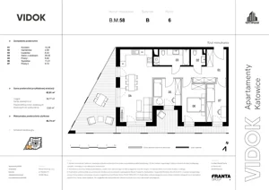 4 pokoje, mieszkanie 90,44 m², piętro 6, oferta nr B.M.58, VIDOK Apartamenty, Katowice, Śródmieście, ul. Kozielska