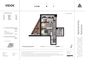 3 pokoje, mieszkanie 56,67 m², piętro 7, oferta nr B.M.60, VIDOK Apartamenty, Katowice, Śródmieście, ul. Kozielska