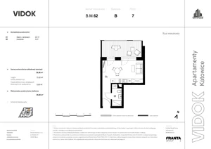 1 pokój, mieszkanie 25,43 m², piętro 7, oferta nr B.M.62, VIDOK Apartamenty, Katowice, Śródmieście, ul. Kozielska