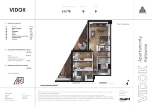 4 pokoje, mieszkanie 115,97 m², piętro 9, oferta nr B.M.78, VIDOK Apartamenty, Katowice, Śródmieście, ul. Kozielska