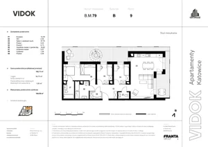 4 pokoje, mieszkanie 109,38 m², piętro 9, oferta nr B.M.79, VIDOK Apartamenty, Katowice, Śródmieście, ul. Kozielska