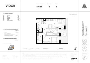 3 pokoje, mieszkanie 65,42 m², piętro 9, oferta nr B.M.80, VIDOK Apartamenty, Katowice, Śródmieście, ul. Kozielska