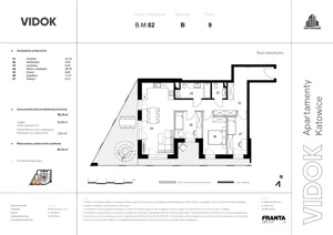4 pokoje, mieszkanie 98,60 m², piętro 9, oferta nr B.M.82, VIDOK Apartamenty, Katowice, Śródmieście, ul. Kozielska