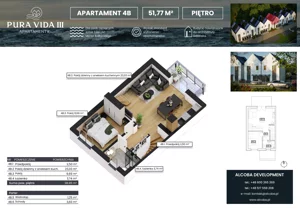 3 pokoje, apartament 51,77 m², piętro 1, oferta nr 4B (B2/2), Pura Vida III , Gdańsk, Wyspa Sobieszewska, ul. Uzdrowiskowa