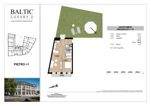 2 pokoje, apartament 49,73 m², piętro 1, oferta nr 1.01, Baltic Luxury 2, Świnoujście, Plac Wolności 3