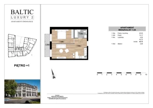 2 pokoje, apartament 42,72 m², piętro 1, oferta nr 1.04, Baltic Luxury 2, Świnoujście, Plac Wolności 3