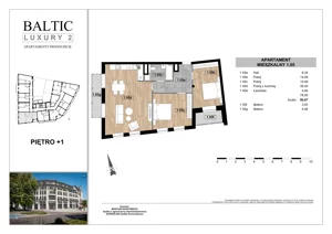 3 pokoje, apartament 78,05 m², piętro 1, oferta nr 1.05, Baltic Luxury 2, Świnoujście, Plac Wolności 3