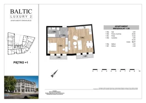 2 pokoje, apartament 54,54 m², piętro 1, oferta nr 1.08, Baltic Luxury 2, Świnoujście, Plac Wolności 3