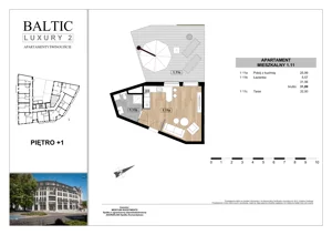 1 pokój, apartament 31,56 m², piętro 1, oferta nr 1.11, Baltic Luxury 2, Świnoujście, Plac Wolności 3