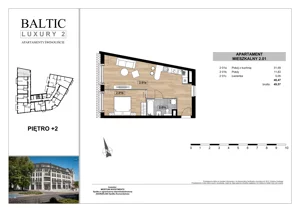 2 pokoje, apartament 48,47 m², piętro 2, oferta nr 2.01, Baltic Luxury 2, Świnoujście, Plac Wolności 3