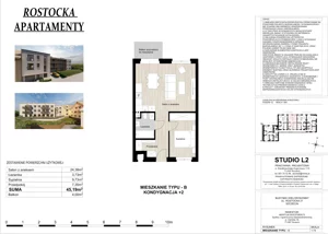 2 pokoje, apartament 45,19 m², piętro 2, oferta nr 12, Słoneczne Warszewo, Szczecin, Północ, Warszewo, Rostocka 21