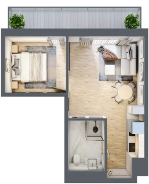 2 pokoje, apartament inwestycyjny 34,54 m², piętro 1, oferta nr 101, ApartMare, Mrzeżyno, ul. Nadmorska 14