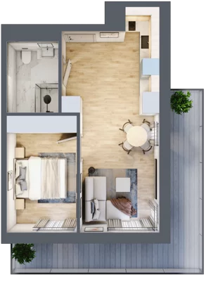 2 pokoje, apartament inwestycyjny 37,98 m², piętro 1, oferta nr 105, ApartMare, Mrzeżyno, ul. Nadmorska 14