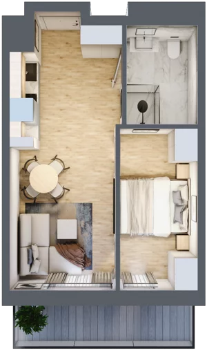 1 pokój, apartament inwestycyjny 32,21 m², piętro 1, oferta nr 109, ApartMare, Mrzeżyno, ul. Nadmorska 14