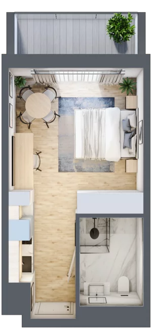 1 pokój, apartament inwestycyjny 25,61 m², parter, oferta nr 002, ApartMare, Mrzeżyno, ul. Nadmorska 14