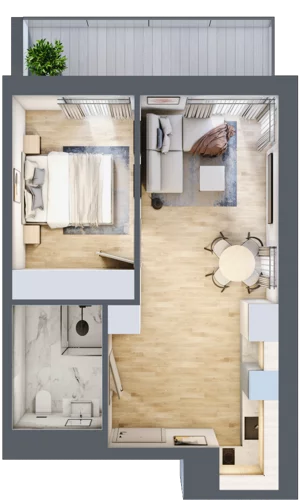 2 pokoje, apartament inwestycyjny 38,00 m², parter, oferta nr 004, ApartMare, Mrzeżyno, ul. Nadmorska 14