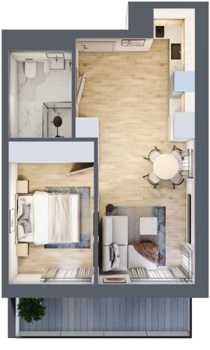 2 pokoje, apartament inwestycyjny 38,18 m², parter, oferta nr 005, ApartMare, Mrzeżyno, ul. Nadmorska 14