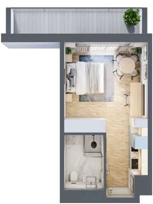 1 pokój, apartament inwestycyjny 25,67 m², parter, oferta nr 001, ApartMare, Mrzeżyno, ul. Nadmorska 14