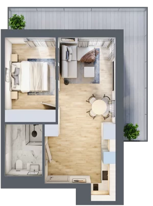 2 pokoje, apartament inwestycyjny 38,13 m², piętro 1, oferta nr 104, ApartMare, Mrzeżyno, ul. Nadmorska 14