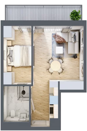1 pokój, apartament inwestycyjny 34,49 m², piętro 1, oferta nr 117, ApartMare, Mrzeżyno, ul. Nadmorska 14