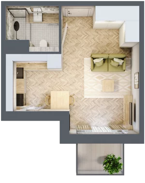 1 pokój, apartament 26,85 m², piętro 1, oferta nr A305, Osiedle Kompas, Gdańsk, Orunia Górna-Gdańsk Południe, Maćkowy, ul. Czerska 35