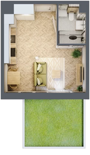 1 pokój, apartament 25,99 m², parter, oferta nr A104, Osiedle Kompas, Gdańsk, Orunia Górna-Gdańsk Południe, Maćkowy, ul. Czerska 35