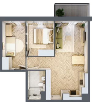 3 pokoje, apartament 53,32 m², piętro 3, oferta nr C74, Osiedle Kompas, Gdańsk, Orunia Górna-Gdańsk Południe, Maćkowy, ul. Czerska 35
