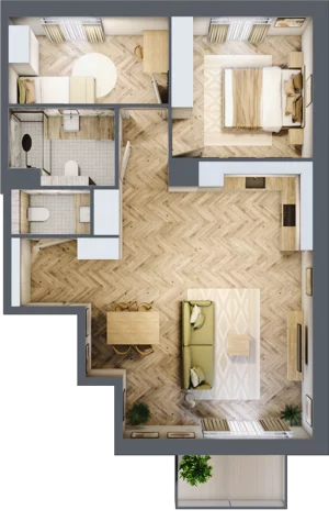 3 pokoje, apartament 66,28 m², piętro 2, oferta nr C15, Osiedle Kompas, Gdańsk, Orunia Górna-Gdańsk Południe, Maćkowy, ul. Czerska 35