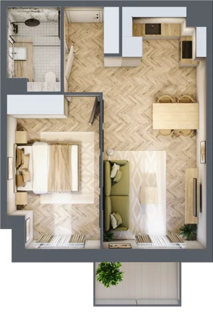 2 pokoje, apartament 41,22 m², piętro 1, oferta nr C52, Osiedle Kompas, Gdańsk, Orunia Górna-Gdańsk Południe, Maćkowy, ul. Czerska 35