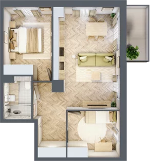 3 pokoje, apartament 53,96 m², piętro 1, oferta nr C49, Osiedle Kompas, Gdańsk, Orunia Górna-Gdańsk Południe, Maćkowy, ul. Czerska 35