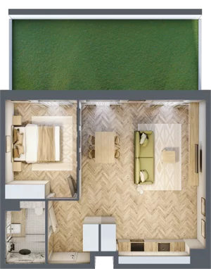 2 pokoje, apartament 50,97 m², parter, oferta nr C34, Osiedle Kompas, Gdańsk, Orunia Górna-Gdańsk Południe, Maćkowy, ul. Czerska 35