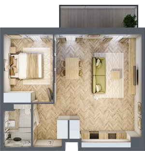 2 pokoje, apartament 50,97 m², piętro 1, oferta nr C48, Osiedle Kompas, Gdańsk, Orunia Górna-Gdańsk Południe, Maćkowy, ul. Czerska 35