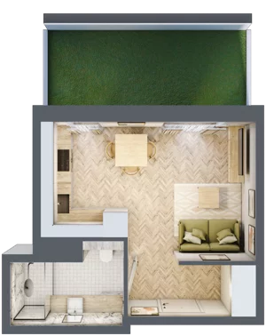 1 pokój, apartament 25,02 m², parter, oferta nr C31, Osiedle Kompas, Gdańsk, Orunia Górna-Gdańsk Południe, Maćkowy, ul. Czerska 35