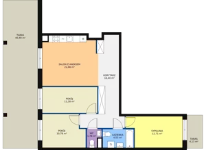 4 pokoje, mieszkanie 79,93 m², parter, oferta nr 37, Krakowskie Tarasy V, Wrocław, Przedmieście Oławskie, Krzyki, ul. Krakowska 88