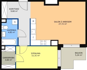 2 pokoje, mieszkanie 57,29 m², piętro 5, oferta nr 97, Krakowskie Tarasy V, Wrocław, Przedmieście Oławskie, Krzyki, ul. Krakowska 88