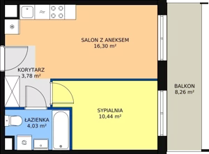2 pokoje, mieszkanie 34,52 m², piętro 4, oferta nr 148, Krakowskie Tarasy V, Wrocław, Przedmieście Oławskie, Krzyki, ul. Krakowska 88