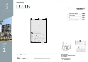 Lokal użytkowy 40,94 m², oferta nr LU15, Sky Trust etap II lokale użytkowe, Kielce, Bocianek, al. Solidarności / ul. Świętokrzyska