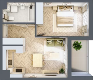 2 pokoje, mieszkanie 40,63 m², piętro 5, oferta nr F36, Panorama Struga, Radom, Śródmieście, ul. Andrzeja Struga 60